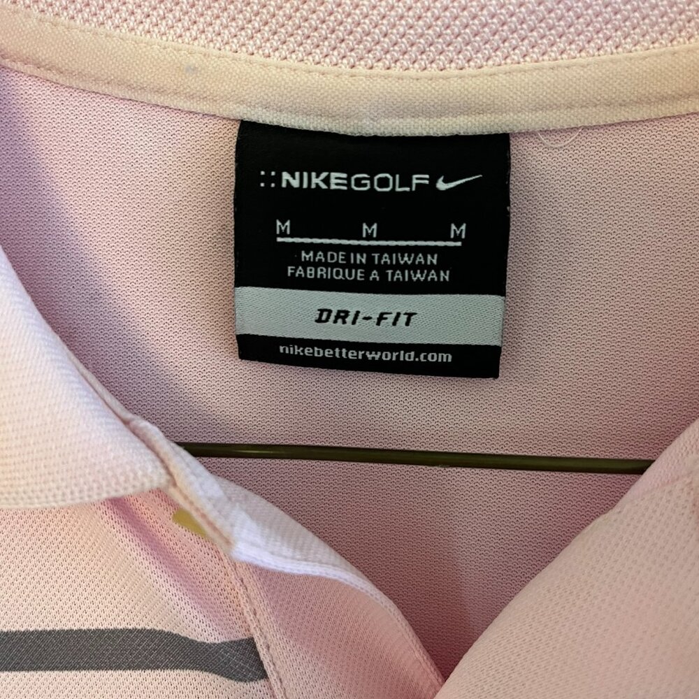 Men's Nike Golf Dri-Fit, Pre-Owned, Pastel Pink with Linear Graphic - Medium - Picture 4 of 7